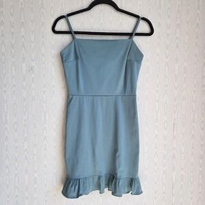 Vtg Y2K B Darlin Womens 5/6 Dress Satin Mini Ruffle Blue Coquette Party Formal